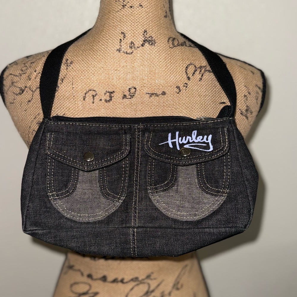 Hurley Black Denim Shoulder Bag Y2K- Millenial
